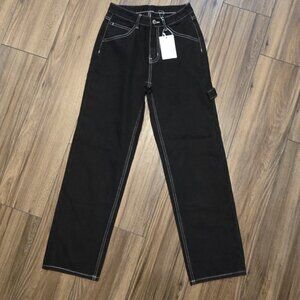 556. NWT OKUOHAO Black Jeans White Stitching Size Small NEW